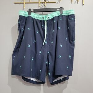 Old Navy Palm Tree Swim Trunks Men's Navy Blue NWOT